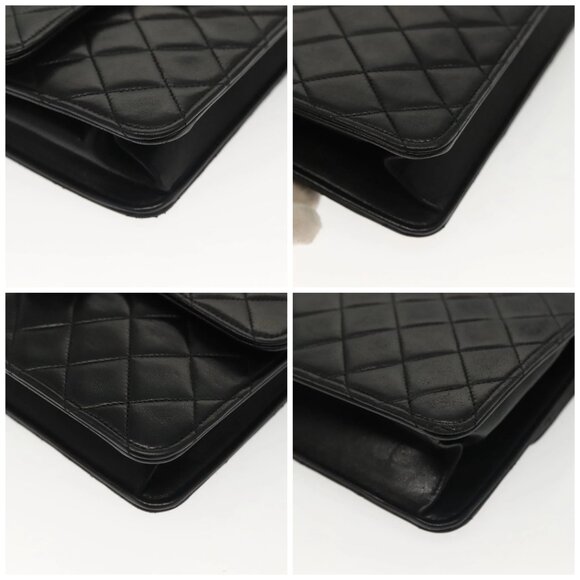 CHANEL Matelasse Chain Shoulder Bag Lamb Skin Black Gold CC Auth fm4823 - Picture 14 of 16